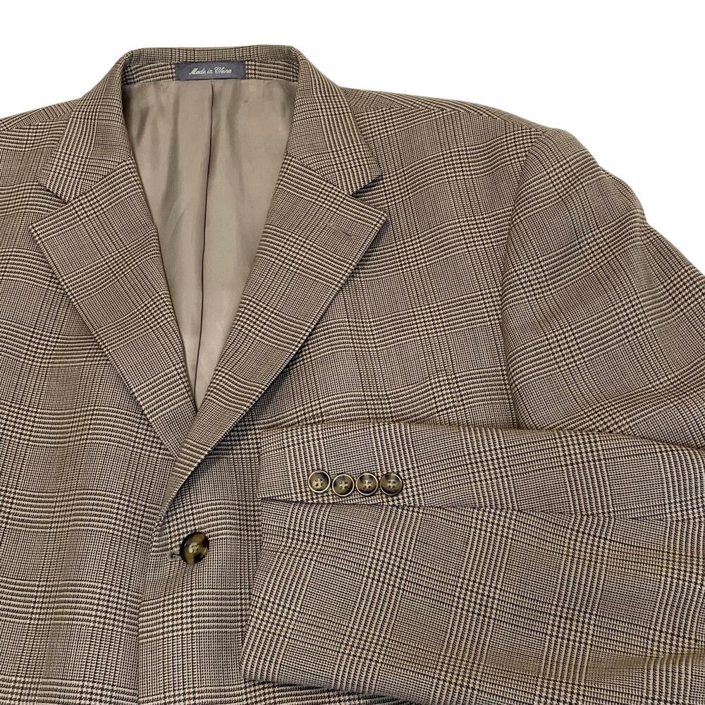 Oscar de la Renta Wool Plaid Sportcoat Men’s 46L Tan